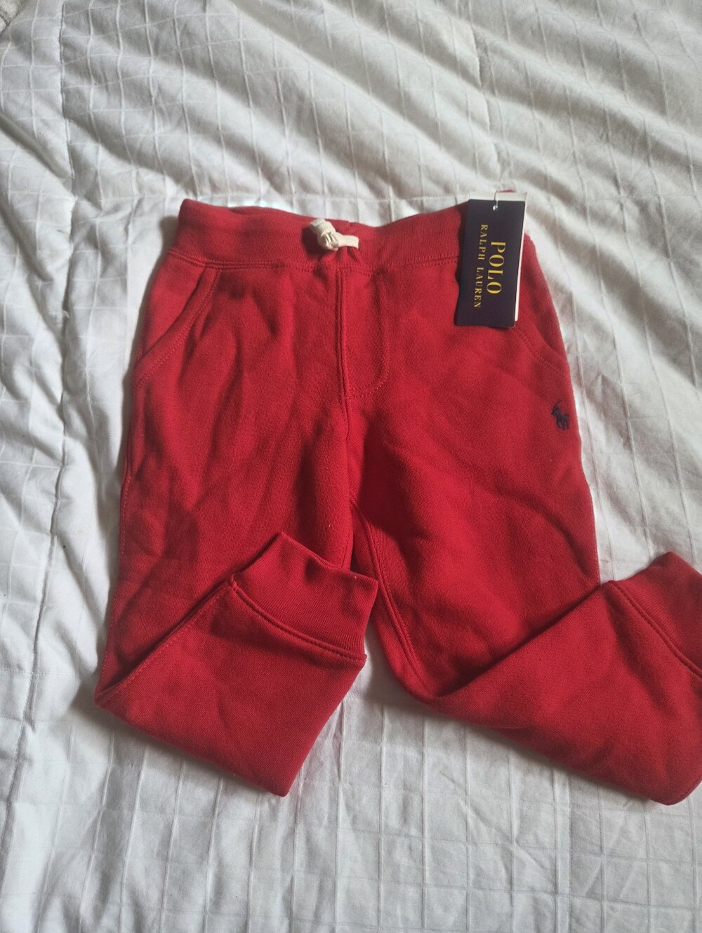 Ralph Lauren Kids Red Fleece Joggers with Navy Pony. New W/tags, Size 3T